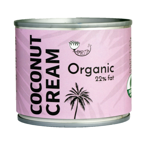 Ekoloģisks kokosriekstu saldais krēmjums 22% tauki AMRITA, 200 ml