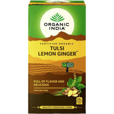 Organiskā tēja "Tulsi Lemon Ginger" ORGANIC INDIA, 25 gab.