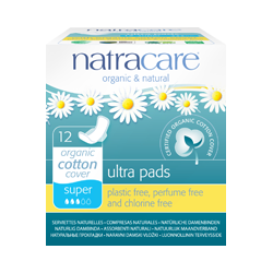 Natural Ultra Pads Organic Cotton Cover Super NATRACARE, 12 pcs