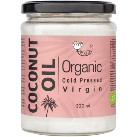Organic Unrefined Cold-Pressed Coconut Oil AMRITA, 500 ml