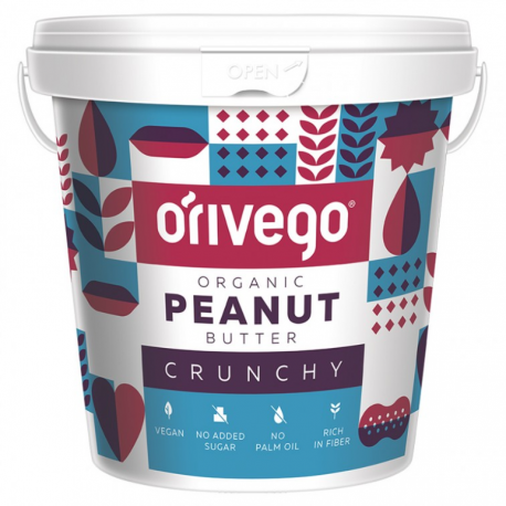 Organic crunchy peanut cream ORIVEGO, 1 kg