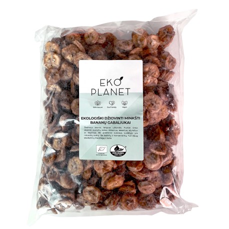 Organic dried soft banana pieces EKO PLANET, 1 kg