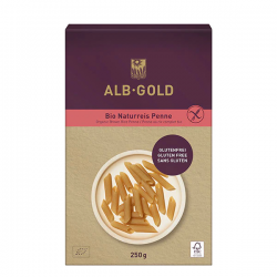 Organiskie brūno rīsu makaroni "Penne" ALB GOLD, 250 g