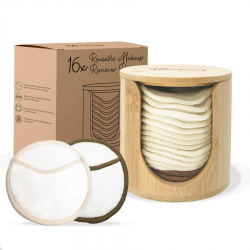 Set of reusable cotton pads and bamboo holder BAMBOOZY