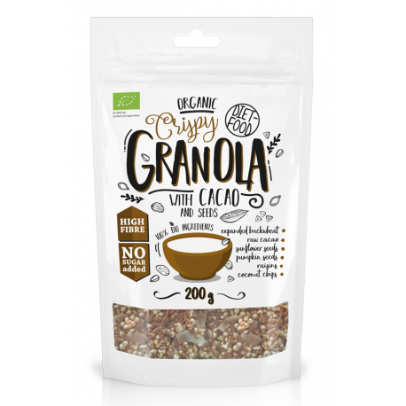 Organiskā granola ar kakao DIĒTA PĀRTIKA, 200 g