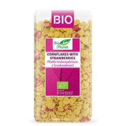 Organic corn flakes with freeze-dried strawberries, BIO PLANET, 250 g.