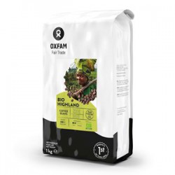 Organiski grauzdētas Arabica un Robusta kafijas pupiņas, OXFAM, 1kg.