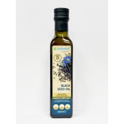 Ekologiškas juodųjų kmynų sėklų  aliejus, 100 %, nerafinuotas, šalto spaudimo, Bioherba, 250 ml