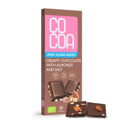 Organic Creamy Chocolate with Almonds and Salt, 40 g - No Added Sugar