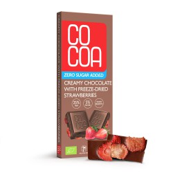 Organic Creamy Chocolate with Freeze-Dried Strawberries, 40 g - Without Added Sugar