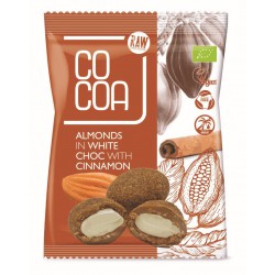 Organic Almonds in White Chocolate Coating with Cinnamon – 70 g | COCOA