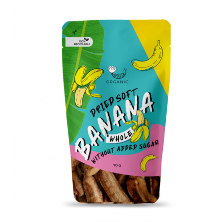 Ekoloģiski mīksti kaltēti banāni AMRITA, 70 g