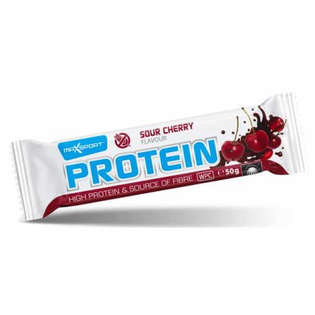 Protein Bar with Cherry Flavor in Cocoa Coating, Gluten-Free, Maxsport 50 g