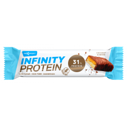 Baltyminis batonėlis su karamelės, kokoso ir migdolų skoniu pieninėje šokolade, be gliuteno, Maxsport 55 g