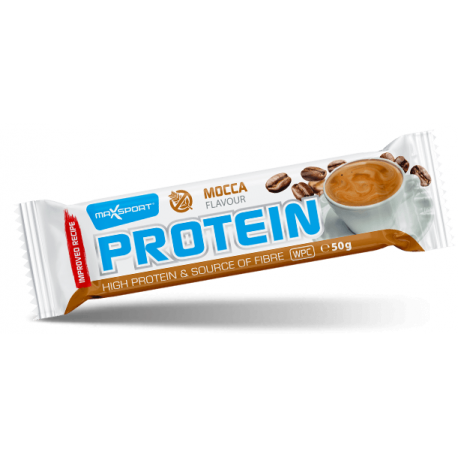 Baltyminis batonėlis kavos skonio su pieniniu šokoladu, be gliuteno – MAXSPORT, 50 g
