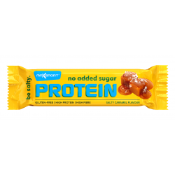 Baltyminis batonėlis su sūdyta karamele ir pieniniu šokoladu, be pridėtinio cukraus, be glitimo – MAXSPORT, 40 g