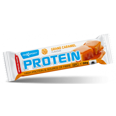 Baltyminis batonėlis su karamelės skoniu, kakavos glaistu, be glitimo – MAXSPORT, 50 g