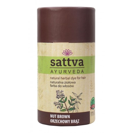 Natūralūs henna plaukų dažai – riešutų ruda, 150 g – SATTVA