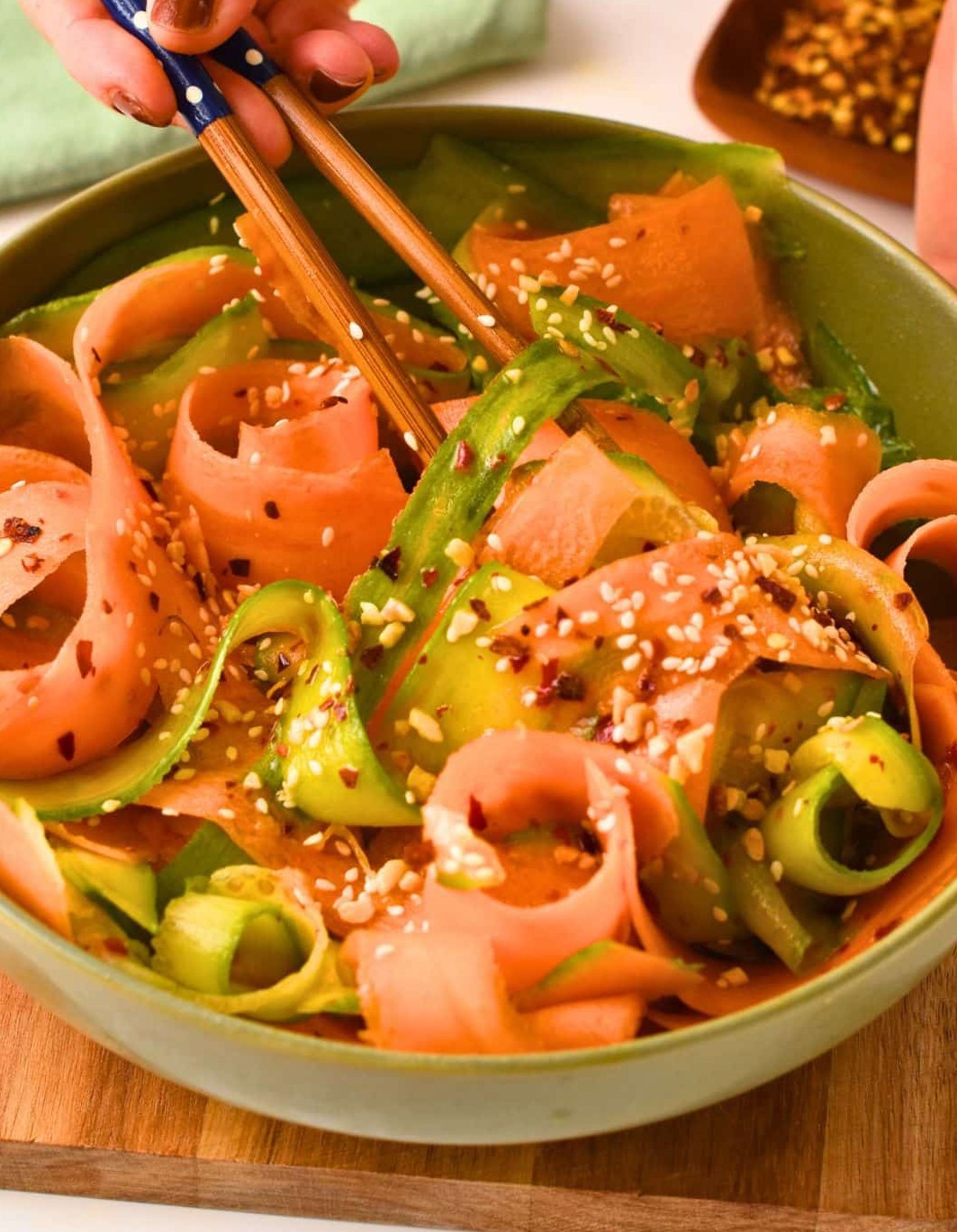 Carrot and Cucumber Salad with Asian-inspired Dressing