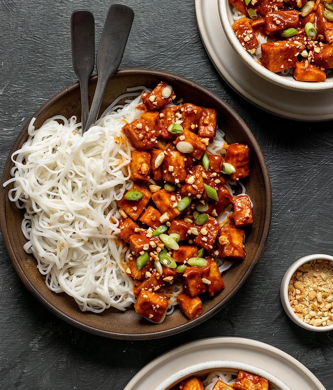 Baked Tofu with Spicy Peanut Sauce