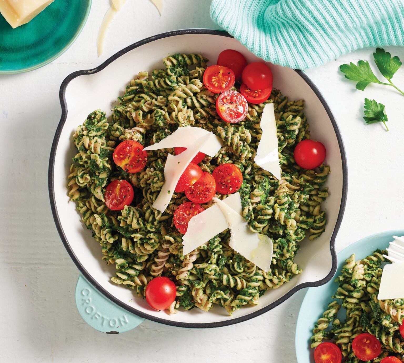 Speedy green saucy buckwheat pasta