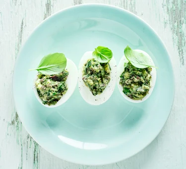 Egg, Basil, and Olive Snack