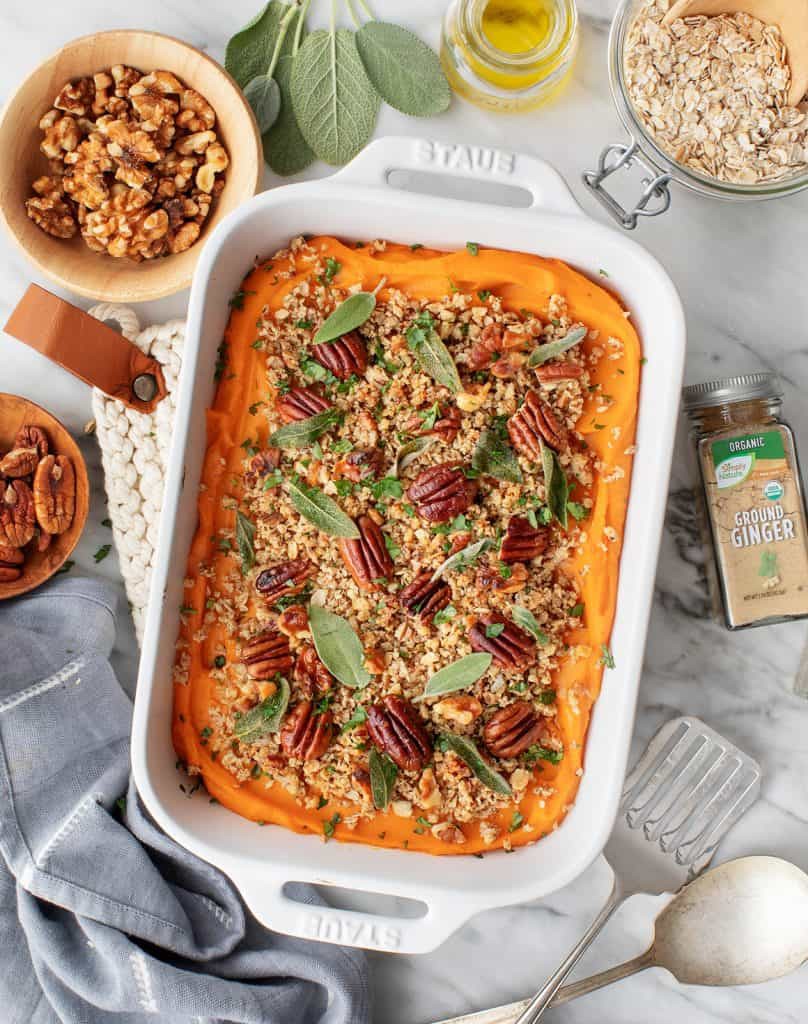 Oven-Baked Mashed Sweet Potatoes with Crunchy Topping