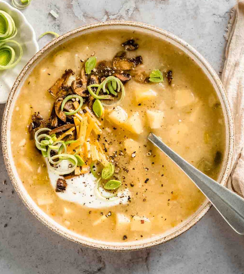 Vegan Potato Soup with Shiitake Mushrooms